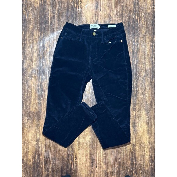 Frame Denim Sz 26 Le High Skinny Corduroy Royal Blue Pants - Picture 1 of 5